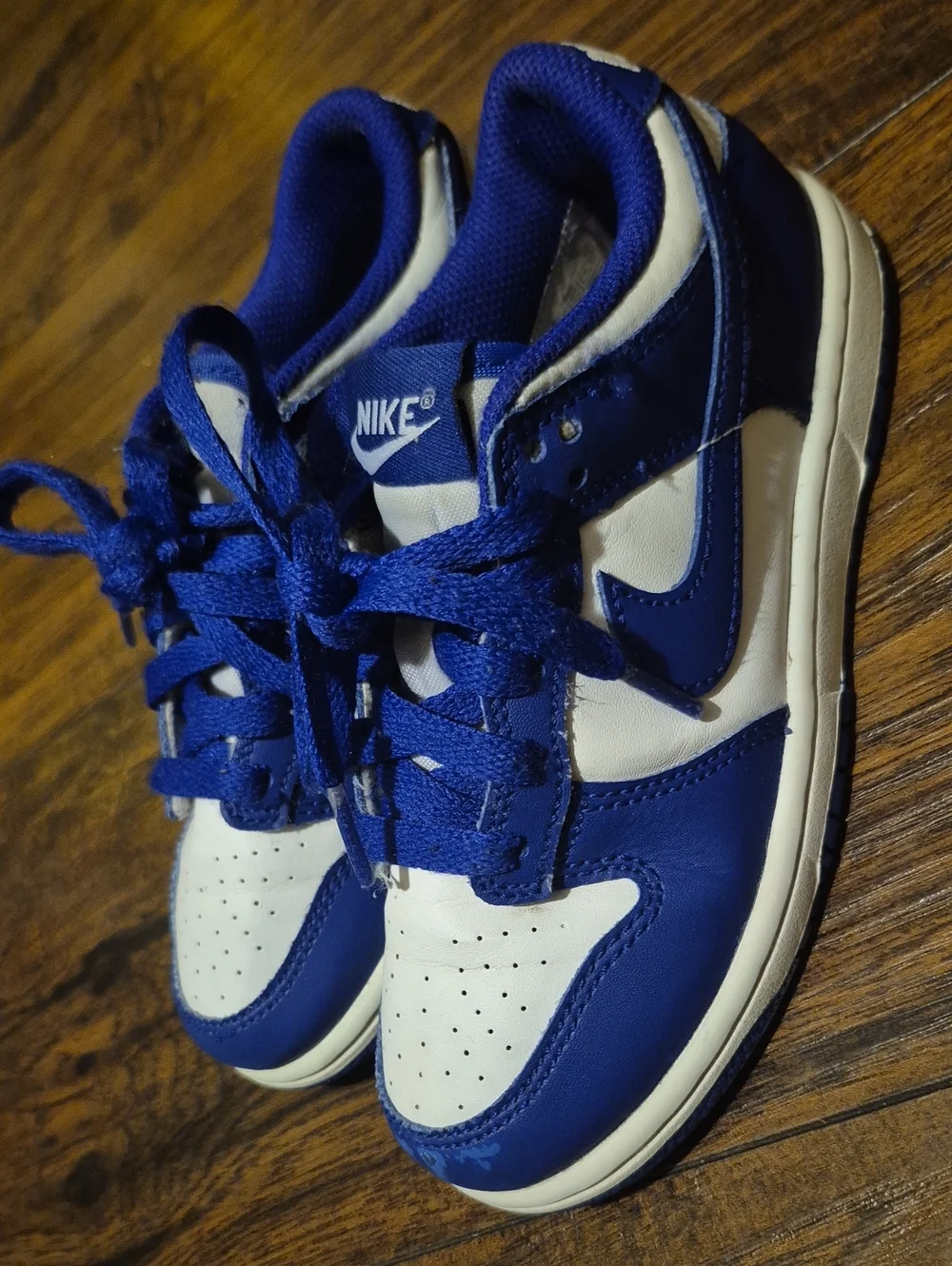 Nike Kids Royal Blue Dunks and White Low-Top Sneakers